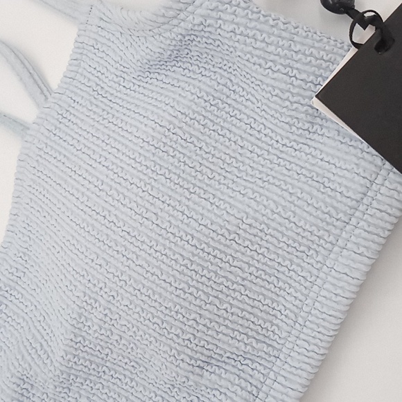 DKNY Textured Bralette Bikini Top Light Blue S - Picture 3 of 12